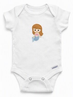 Gerber White Baby One-Piece with Mermaid Patch